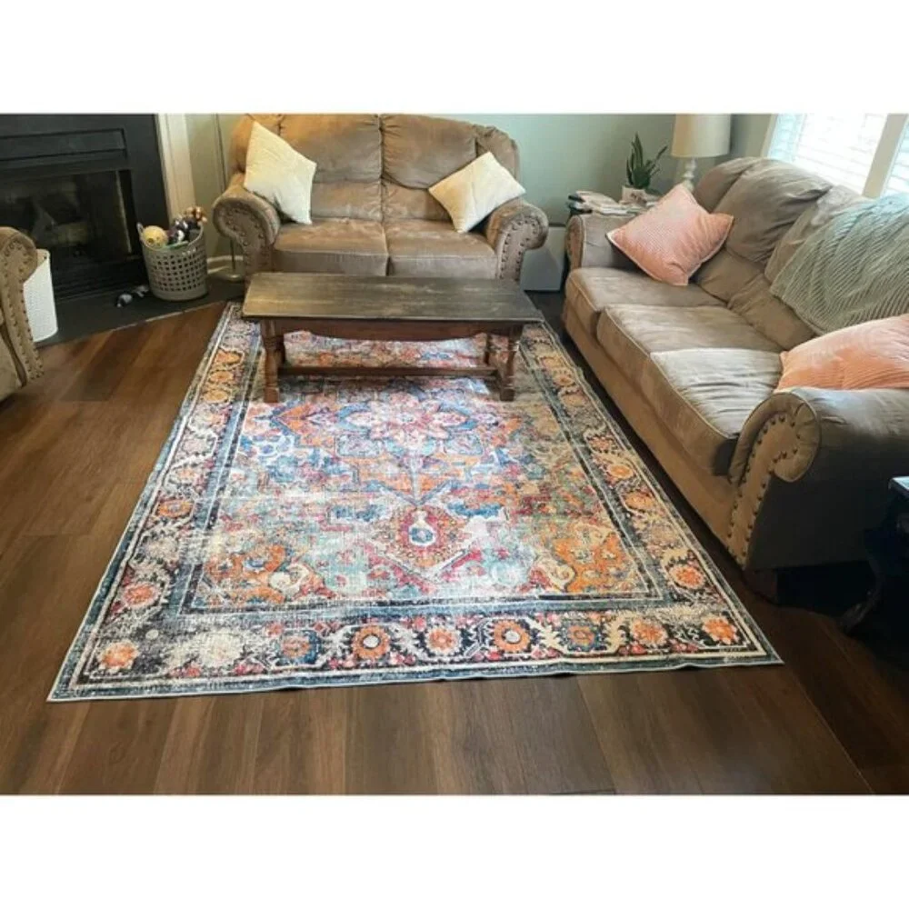 New 6x9 Washable Boho Vintage Rug Non-Shedding Carpet for Home & Room Decor